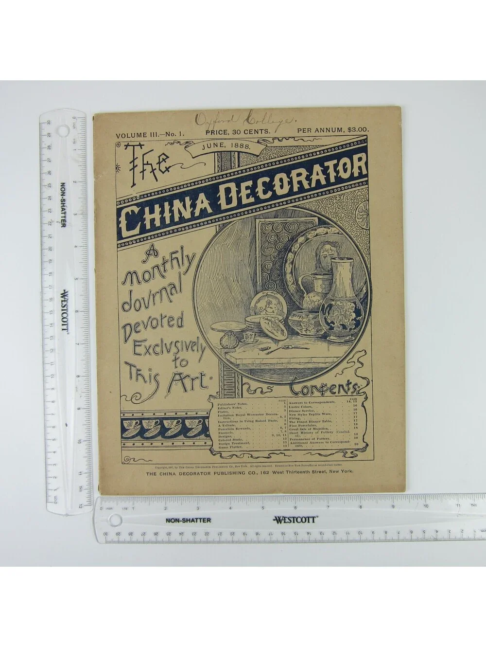 The China Decorator Monthly Journal Pottery Arts Vol 3 No 1 June 1888 Antique